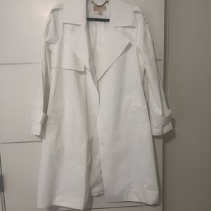 Michael Kors White Trench Coat with Wide Lapel